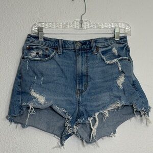 Abercrombie & Fitch Curvy Love The Mom Short High Rise Cut Off Sz 28 Distressed